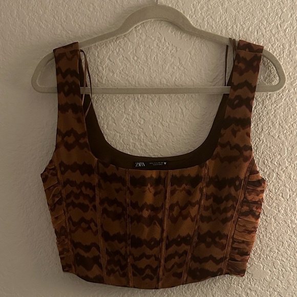 Zara Brown and Black Patterned Corset - Picture 1 of 4